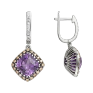 Золотые серьги с бриллиантами с аметистом (арт. E23299-9.155-1515)