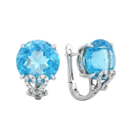 Золотi сережки з діамантами з топазом swiss blue (арт. RG-30481-12.200-1508)