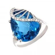 Золотое кольцо с бриллиантом и топазом swiss blue (арт. 119678-11.200-1080)