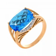 Золота каблучка з діамантом та топазом swiss blue (арт. E20391-9.200-1100)