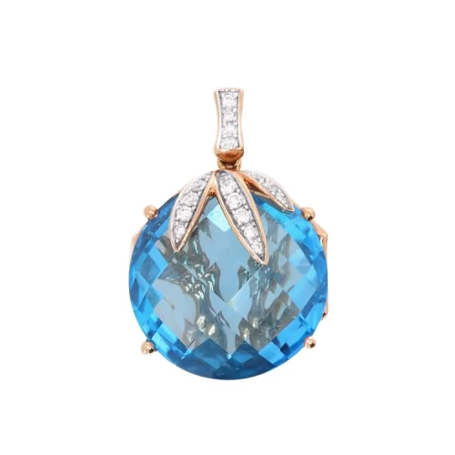 Золотая подвеска с бриллиантами с топазом swiss blue (арт. Q706STA4YX-10.155-1235)