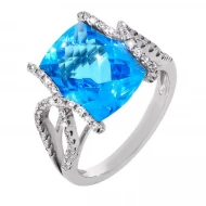 Золотое кольцо с бриллиантом и топазом swiss blue (арт. RG-30474-12.200-1670)