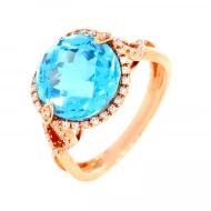 Золотое кольцо с бриллиантом и топазом swiss blue (арт. RG-32110-12.200-1330)