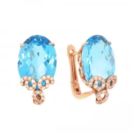 Золотi Сережки з діамантом та топазом swiss blue (арт. RG-32153-12.200-1510)