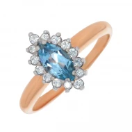 Золотое кольцо с топазом swiss blue (арт. 02-0149)