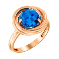Золотое кольцо с топазом swiss blue (арт. 140617Пл)