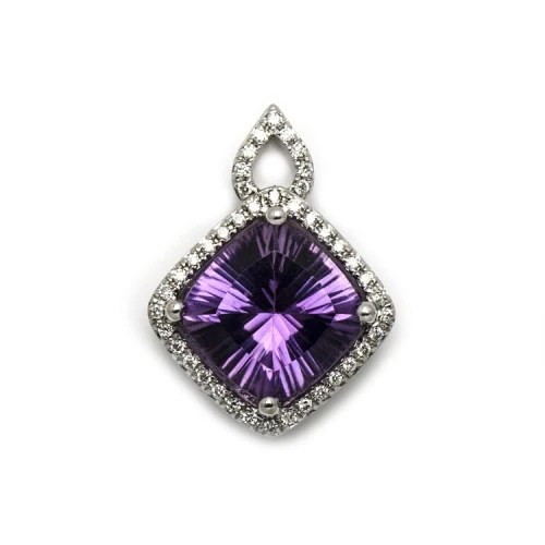 Золота підвіска з діамантами з аметистом (арт. N060AMK4WT-10.155-1310)