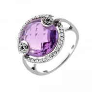 Каблучка з діамантом 0,24ct та аметистом 9,33ct із білого золота 585°, арт. 910023521А-86-213-740