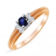 Золотое кольцо с бриллиантом и сапфиром (арт. 105260сапф)