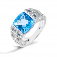 Золотое кольцо с бриллиантом и топазом swiss blue (арт. RG-32115-12.200-1451)