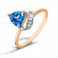 Золотое кольцо с бриллиантом и топазом swiss blue (арт. 111R0025666-0-1.155-403)