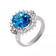 Золотое кольцо с бриллиантом и топазом swiss blue (арт. 55-064406B-1056-0-1815)