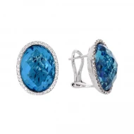 Золотi Сережки з діамантом та топазом swiss blue (арт. 55-93559ВАQ-729)