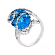 Золотое кольцо с бриллиантом и топазом swiss blue (арт. 55-SVR20571-850-0-1250)