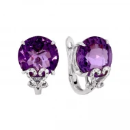 Золотi сережки з діамантами з аметистом (арт. RG-30481-12.200-1428)