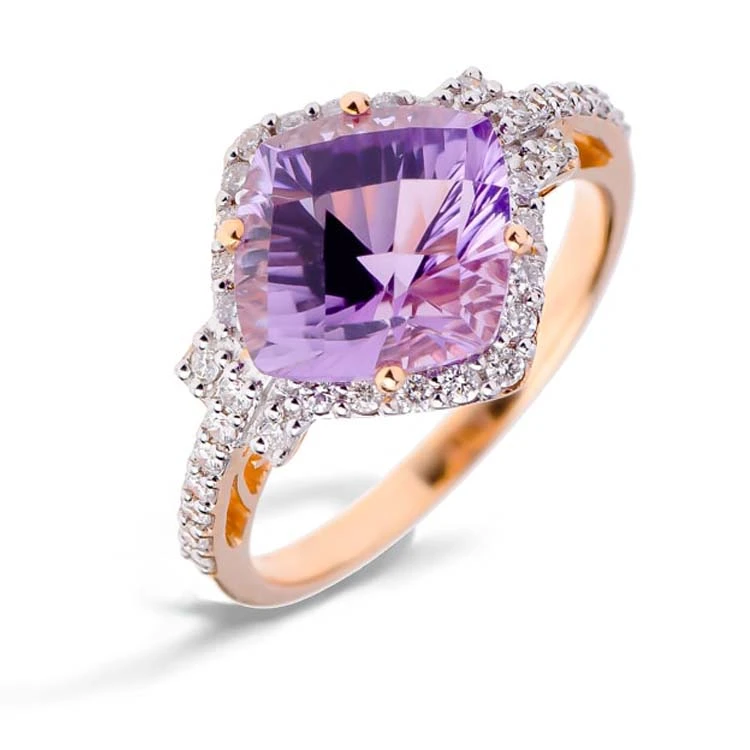 Золотое кольцо с бриллиантами с аметистом (арт. E18209-9.200-1192)
