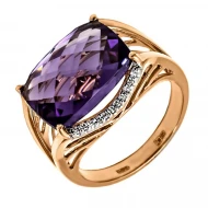 Золотое кольцо с бриллиантом и аметистом (арт. E20391-9.200-1080)