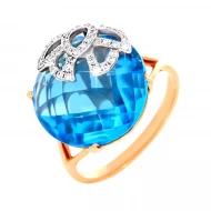 Золотое кольцо с бриллиантом и топазом swiss blue (арт. Q707STA4WX-10.155-1274)