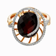 Золота каблучка з діамантами з гранатом (арт. 119691-11.200-1095)