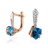 Золотi сережки з діамантами з топазом swiss blue (арт. 9Sv-0034401-12-315-619)