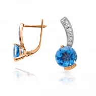 Золотi Сережки з діамантом та топазом swiss blue (арт. 102E0033515-1-1.155-830)