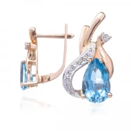 Золотые серьги с бриллиантами с топазом swiss blue (арт. 86E0034735-0-1.155-847)
