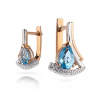 Золотi Сережки з діамантом та топазом swiss blue (арт. 98E0026198-0-1.155-801)