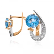 Золотi Сережки з діамантом та топазом swiss blue (арт. 94E0033502-1-1.155-864)