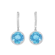 Золотые серьги с бриллиантами с топазом swiss blue (арт. E24398-9.155-1768)