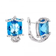 Золотi Сережки з діамантом та топазом swiss blue (арт. RG-30474-12.200-1940)