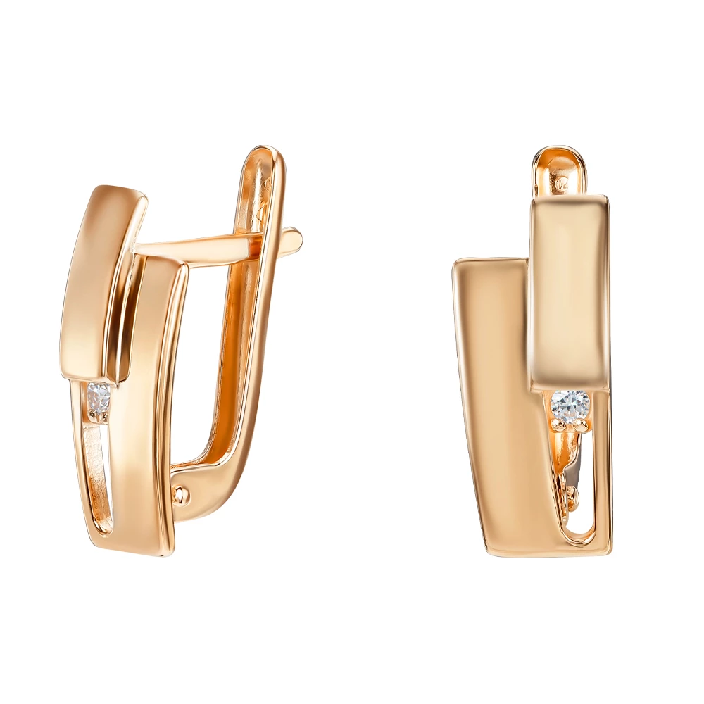 Золотые Серьги с фианитом (арт. 490041)
