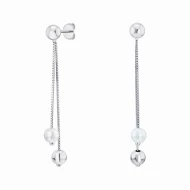 Серебряные серьги-подвески с жемчугом (арт. FE15335)