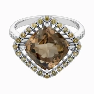 Золота каблучка з діамантами з кварцом (арт. R23299-9.155-847)