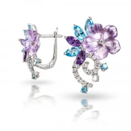 Золотые серьги с бриллиантами с аметистом (арт. 11-Е33353В-1)