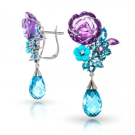 Золотi сережки з діамантами з топазом sky blue (арт. 11-E26693J-1)