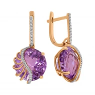 Золотi сережки з діамантами з аметистом (арт. 119716-11.200-1469)