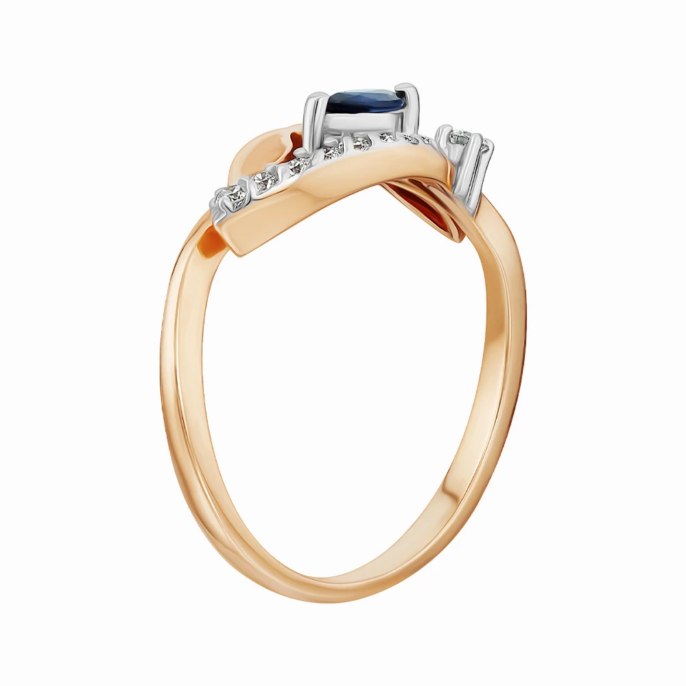Золотое кольцо с бриллиантами с сапфиром (арт. A0072-336)