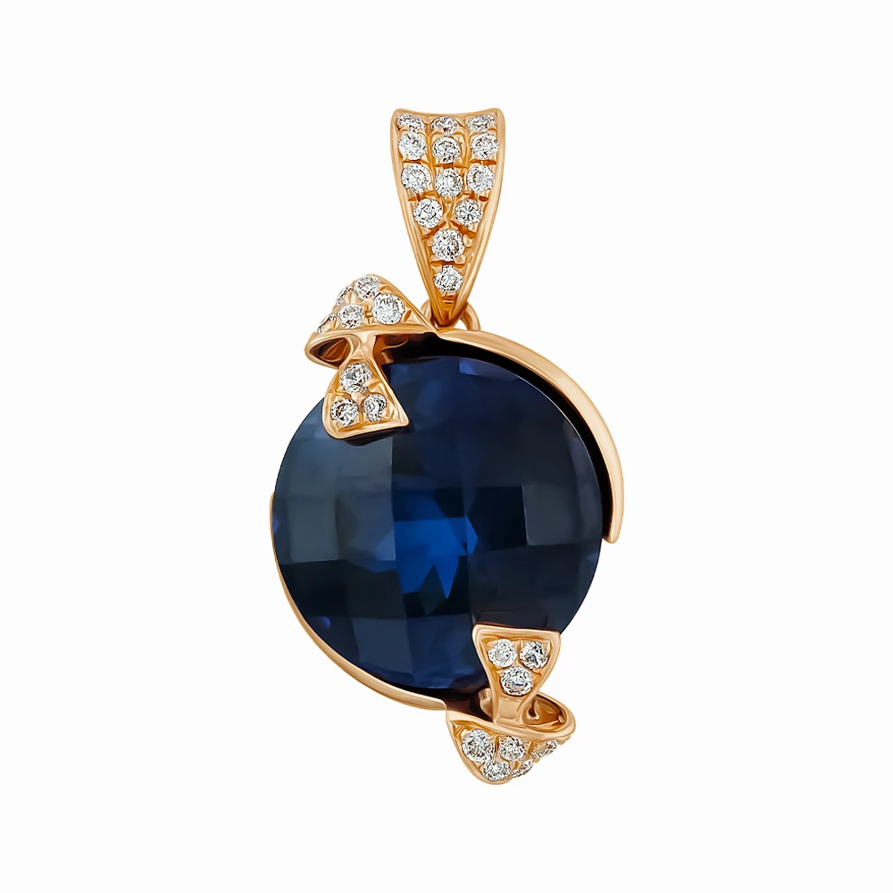 Золота підвіска з діамантами з сапфіром (арт. RG-31892-12.200-915)