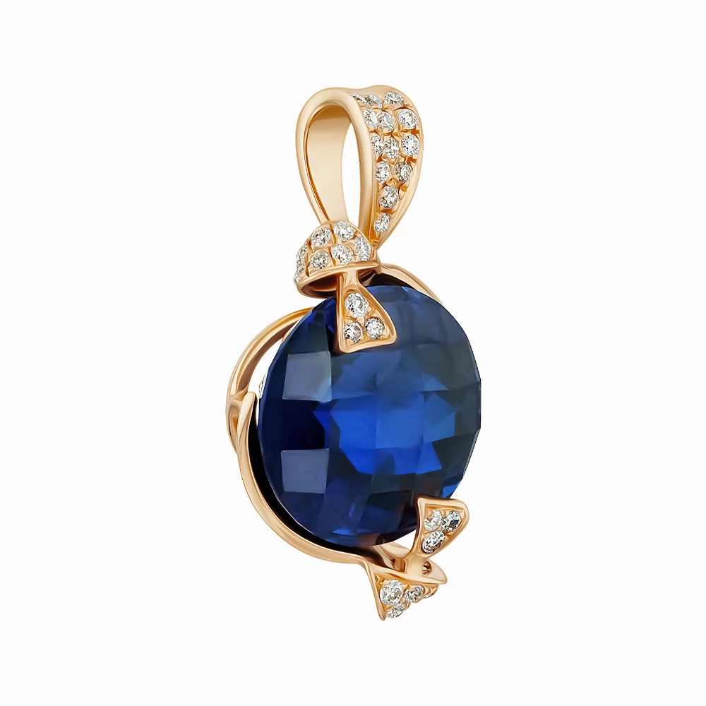 Золота підвіска з діамантами з сапфіром (арт. RG-31892-12.200-915)