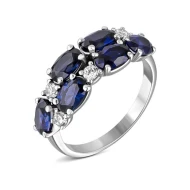 Серебряное Кольцо с сапфиром синим гидротермальным (арт. 1337/1р-HSPH)
