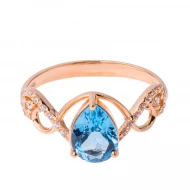 Золотое Кольцо с топазом swiss blue (арт. 11147941)