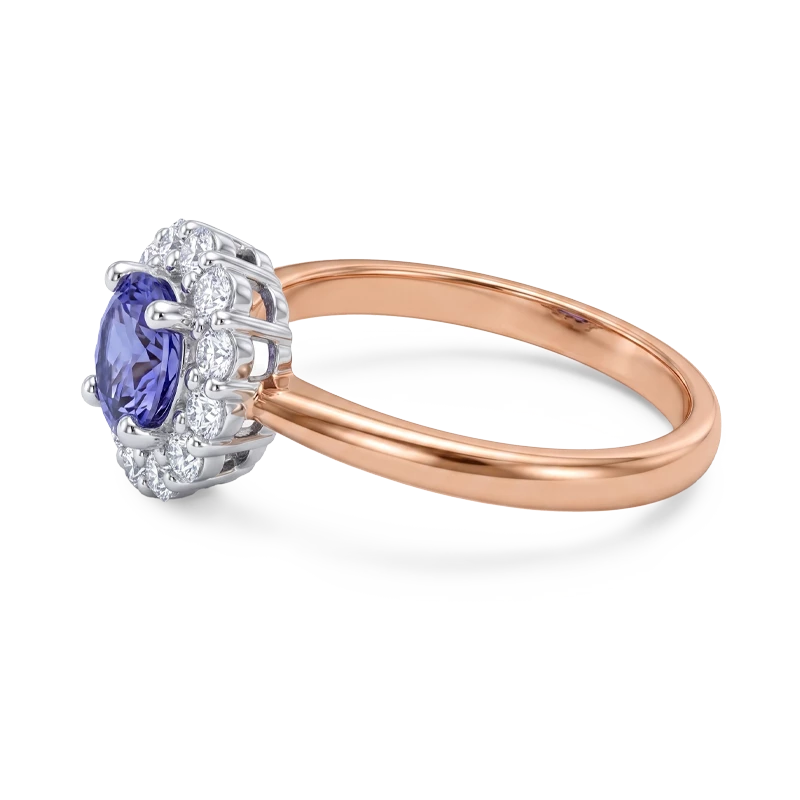 Кольцо из красного золота 585° с бриллиантом 0,15ct и фиолетовым танзанитом 0,49ct, арт. 701-085т (арт. 701-085т)