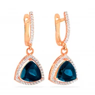Золотi Сережки з топазом london blue (арт. 110393Пл)