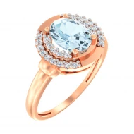Золота Каблучка з кварцом блакитним (арт. 140672ПсГ)