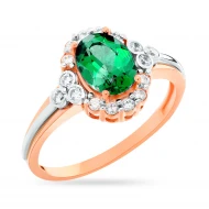 Золота Каблучка з кварцом зеленим (арт. 140675Пзф)