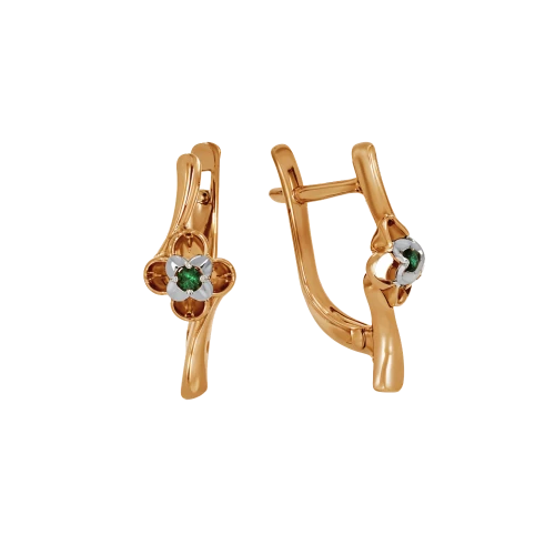 Золотi Сережки зі смарагдом (арт. 03-0151из)