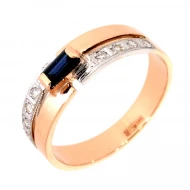 Золотое кольцо с бриллиантом и сапфиром (арт. 701-245с)