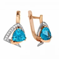 Золотi сережки з діамантами з топазом swiss blue (арт. 9Sv-0034724-12-480)