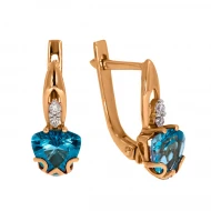 Золотi сережки з діамантами з топазом swiss blue (арт. 9Sv-0034397-12-404)