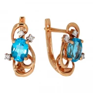 Золотые серьги с бриллиантами с топазом swiss blue (арт. 62E0034970-0-1.155-706)